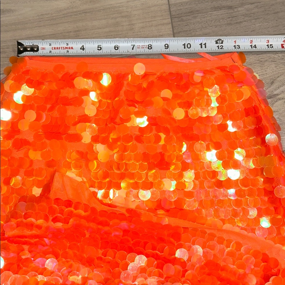 Anthropologie Orange Sequin Pencil Skirt - Picture 11 of 14